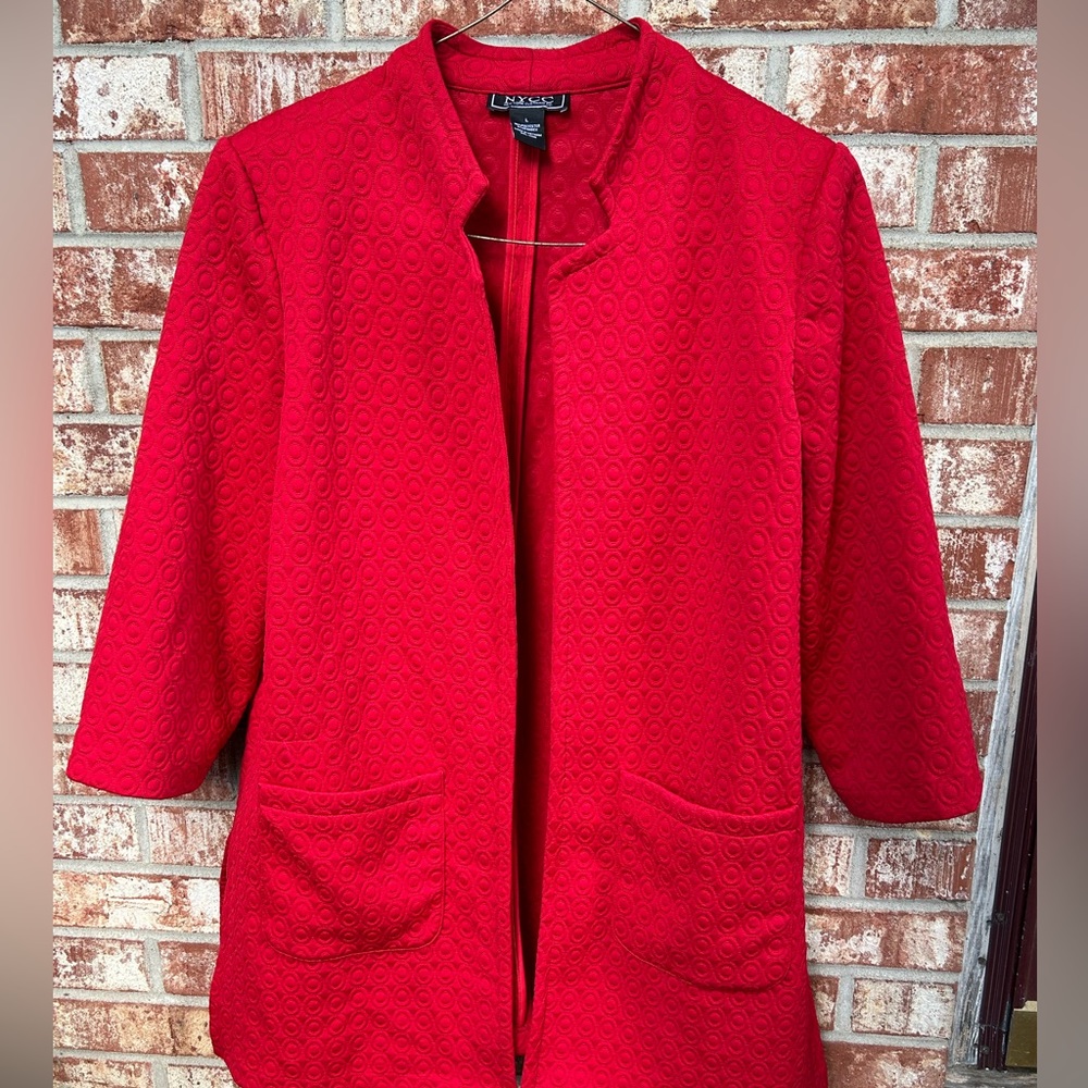 New York Clothing Company Red Quilted Blazer Large